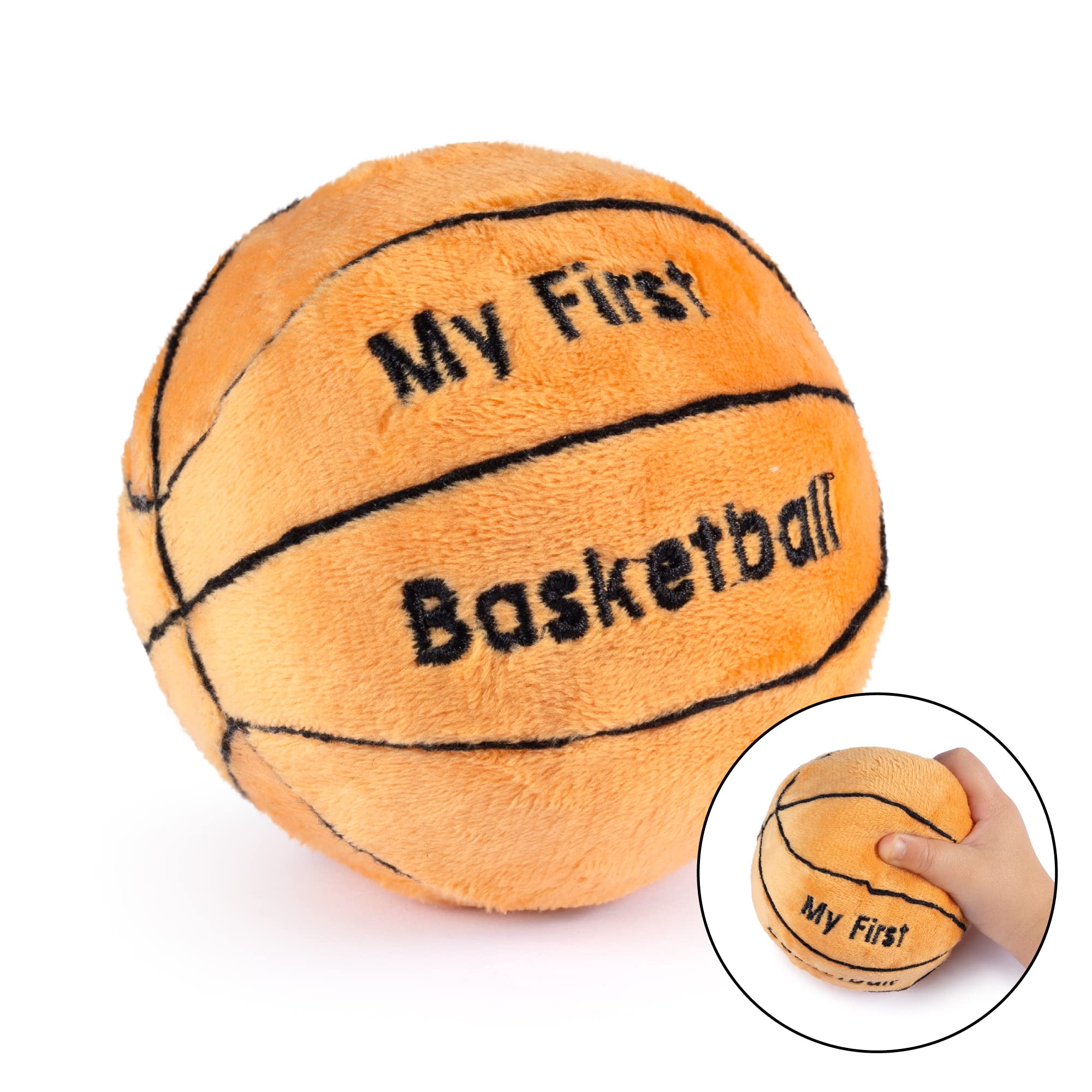 Plush Baby Basketball Rattle | Baby Basketball Toy | Learning Content | Great Gift for Baby and Toddler Girls or Boys | 0-36 Months