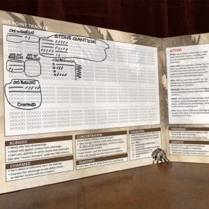 Stat Trackers DM Screen for 5th Edition: Dry-Erase with Built in hit Point Tracker, Essential 5e Rules Reference, Amazing Illustration