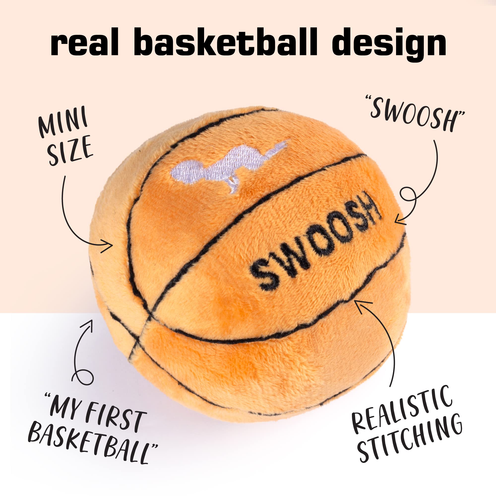 Plush Baby Basketball Rattle | Baby Basketball Toy | Learning Content | Great Gift for Baby and Toddler Girls or Boys | 0-36 Months