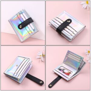 RARITYUS Women Shiny Wallet Holographic Bifold Leather Small Card Holder Coin Change Wallet Clutch Purse