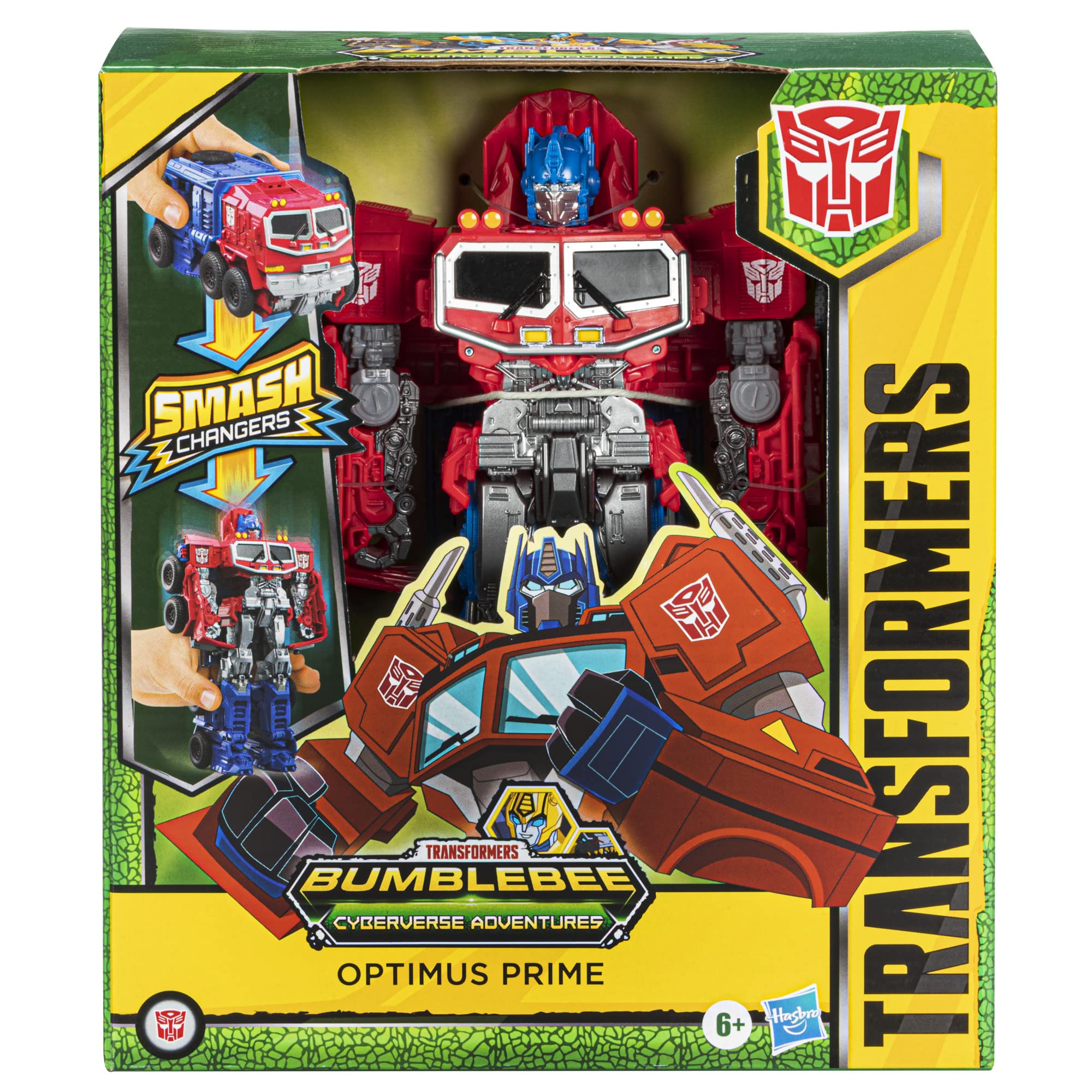 Transformers Bumblebee Cyberverse Adventures Dinobots Unite Smash Changer Optimus Prime Action Figure, Toys for 6 Year Old Boys and Girls and Up, 9-Inch