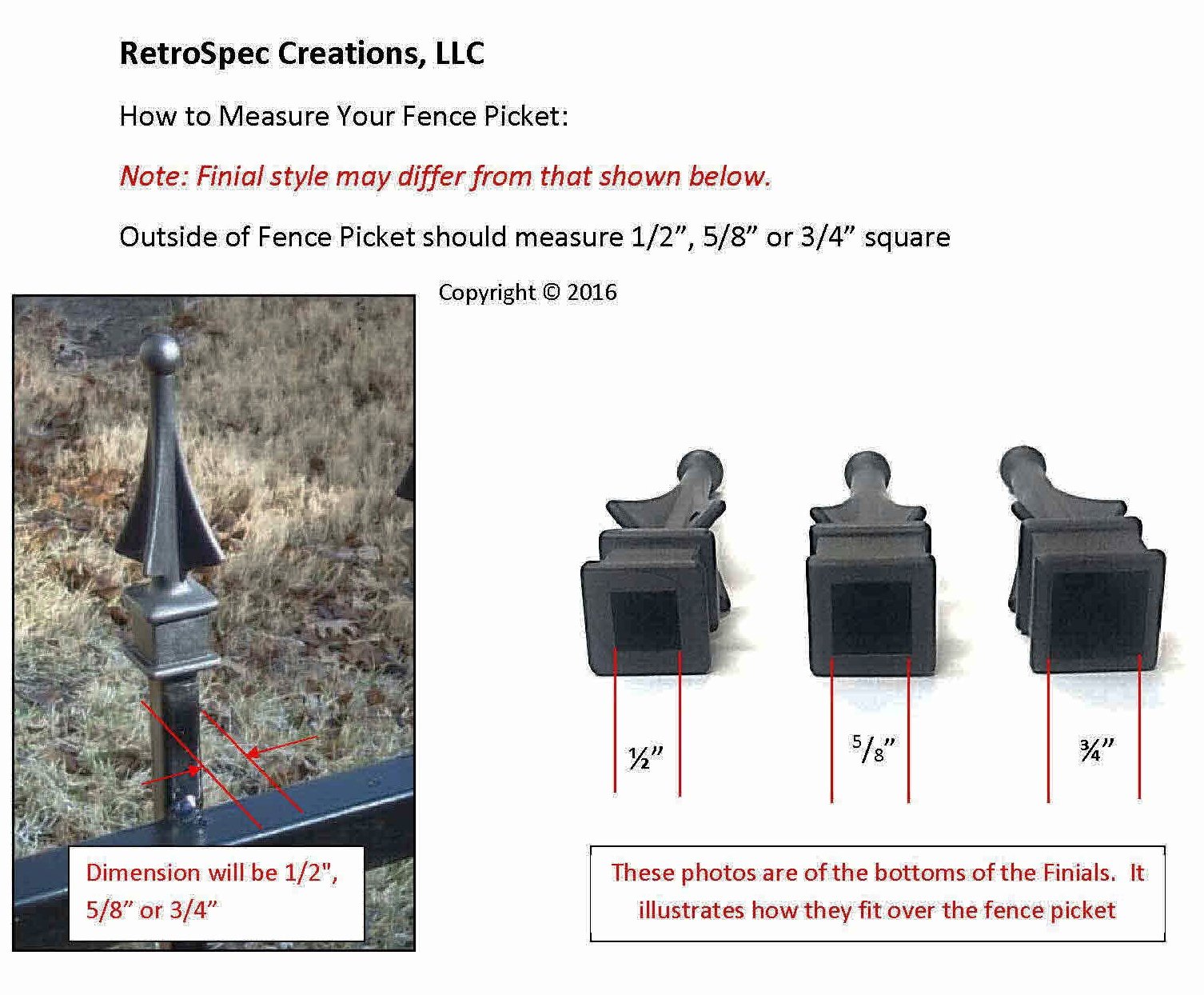 Retrospec Creations 10 Each for 1/2” Black Plastic Finial Tops for Iron Picket Fence Fleur De Lis – #1-60