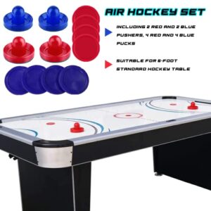 INSCOOL Air Hockey Pushers and Air Hockey Pucks, Paddles, Goal Handles Paddles Replacement Accessories for Game Tables(4 Red and Blue Pushers, 8 Red and Blue Pucks)