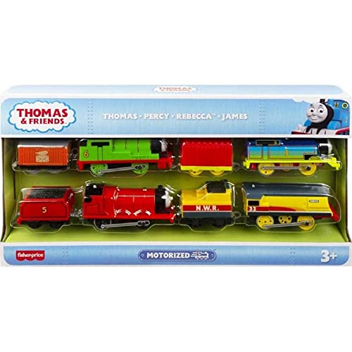 Thomas & Friends Thomas, Percy, James & Rebecca Train Engine Set - Set of 4 Motorized Toy Train Engines for Preschool Kids Ages 3 Years & Older