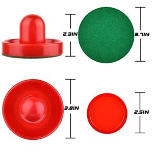 INSCOOL Air Hockey Pushers and Air Hockey Pucks, Paddles, Goal Handles Paddles Replacement Accessories for Game Tables(4 Red and Blue Pushers, 8 Red and Blue Pucks)