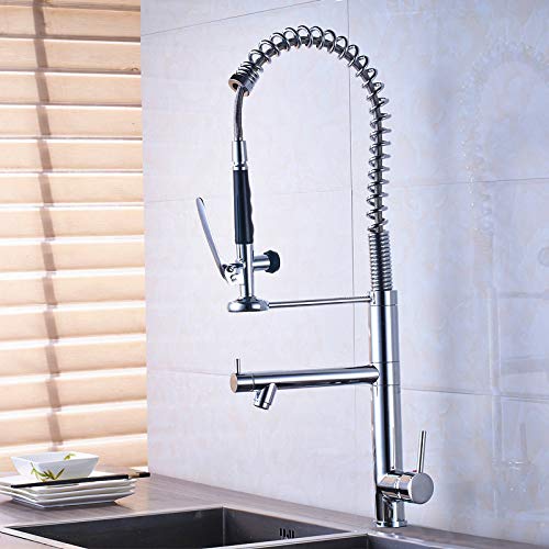 YJRIC Kitchen fau cet Luxury Black Bronze Spring Kitchen Mixer Faucet Vanity Tap Single Handle Mixer Tap Sink Faucet 360 Rotation Kitchen Faucets,Chrome Polish