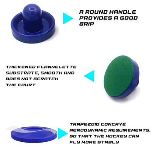 INSCOOL Air Hockey Pushers and Air Hockey Pucks, Paddles, Goal Handles Paddles Replacement Accessories for Game Tables(4 Red and Blue Pushers, 8 Red and Blue Pucks)