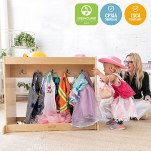 ECR4Kids Streamline Toddler Dress-Up Island, Costume Organizer, Natural