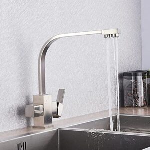 yjric kitchen fau cet kitchen water filter faucet kitchen faucets dual spout filter faucet mixer 360 degree rotation water purification feature taps,brushed nickle