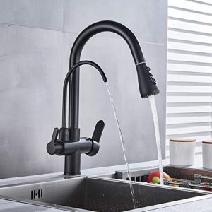 yjric kitchen fau cet water filter faucet kitchen faucets dual handle filter faucet mixer 360 degree rotation water purification feature taps,matte black