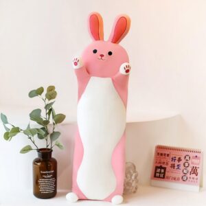 miaohaha soft pink bunny plush rabbit doll, 27.6in hugging pillow toy gift for kids & girlfriend