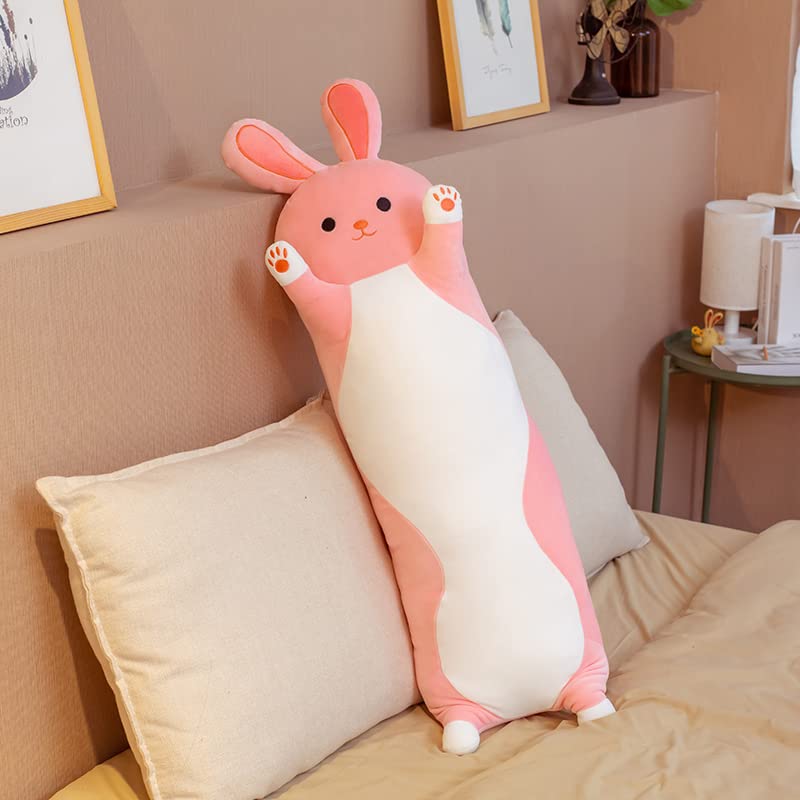 MIAOHAHA Soft Pink Bunny Plush Rabbit Doll, 27.6in Hugging Pillow Toy Gift for Kids & Girlfriend