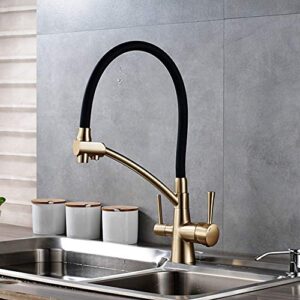 yjric kitchen fau cet uythner kitchen purification flexible rotated kitchen faucet dual spout dual handles mixer tap hot and cold pure water mixer,antique bronze