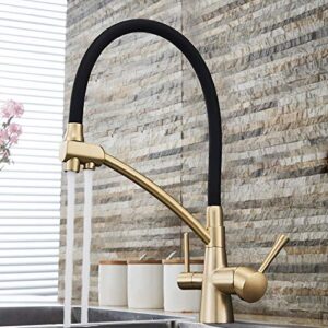 YJRIC Kitchen fau cet Uythner Kitchen Purification Flexible Rotated Kitchen Faucet Dual Spout Dual Handles Mixer Tap Hot and Cold Pure Water Mixer,Antique Bronze