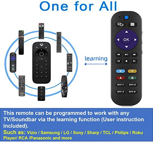 Universal Remote for Xbox One, Xbox One S and Xbox One X, Remote Control Has 7 Learning Programmable Buttons to Control All TVs, Soundbar, DVD & Receiver