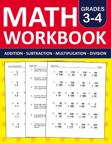 Math Workbook Grade 3 & 4 Addition, Subtraction, Multiplication, and Division Exercises: 3rd Grade and 4th Grade Math Practice Workbook With 880 ... |Math Worksheets For Grade 3 & 4 (Ages 8-10)