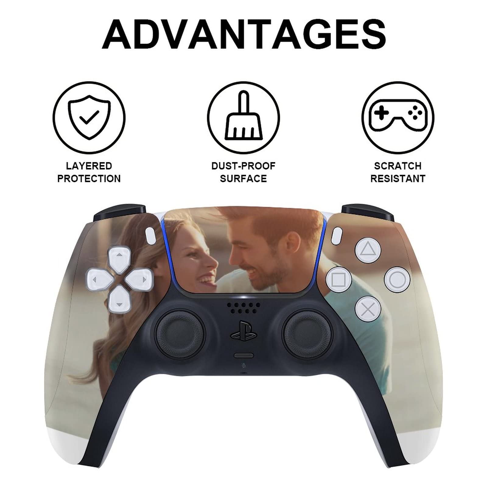 Custom Skin Sticker Decal Cover for PS5 Playstation Controller with Picture Personalized Cover for Playstation 5 Disc Version