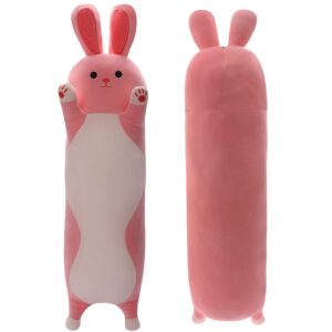 miaohaha lovely plush bunny rabbit toy, long pink rabbit stuffed animal pillow kids plush toy pillow gift for kids and girls (rabbit, 90cm/35.4in)