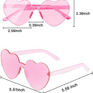 AEAHALY 10 Pairs Pink Heart Sunglasses Bulk for Women and Kids, Rimless Heart Shaped Sunglasses Bulk Women, Pink Heart Glasses Effect Bachelorette Bride Party Favor