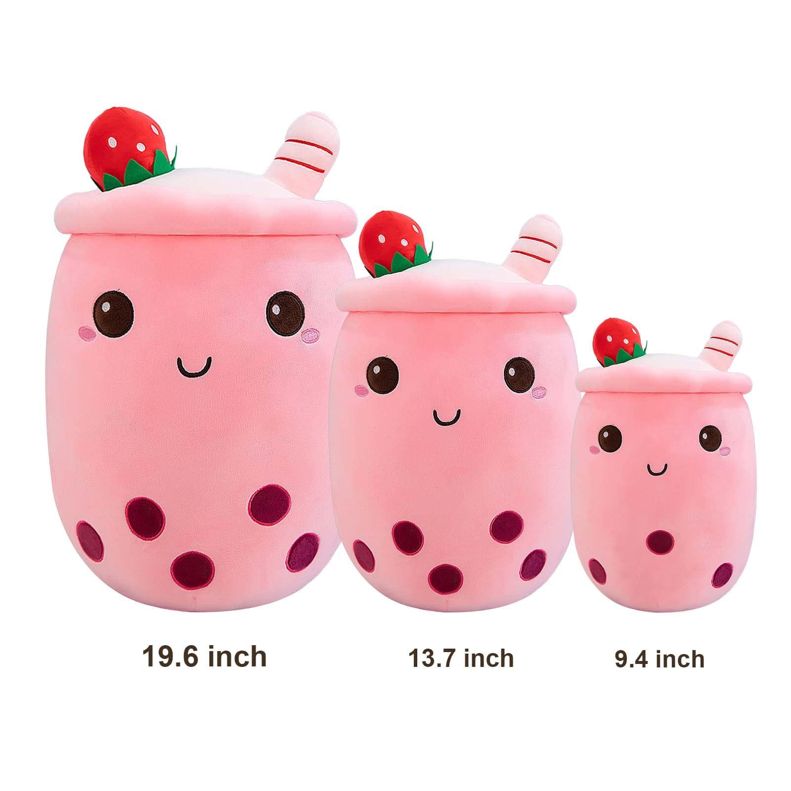 Ditucu Cute Boba Tea Plush Stuffed Bubble Tea Plushie Cartoon Soft Strawberry Milk Tea Cup Pillow Home Hugging Gift for Kids Pink 9.4 inch