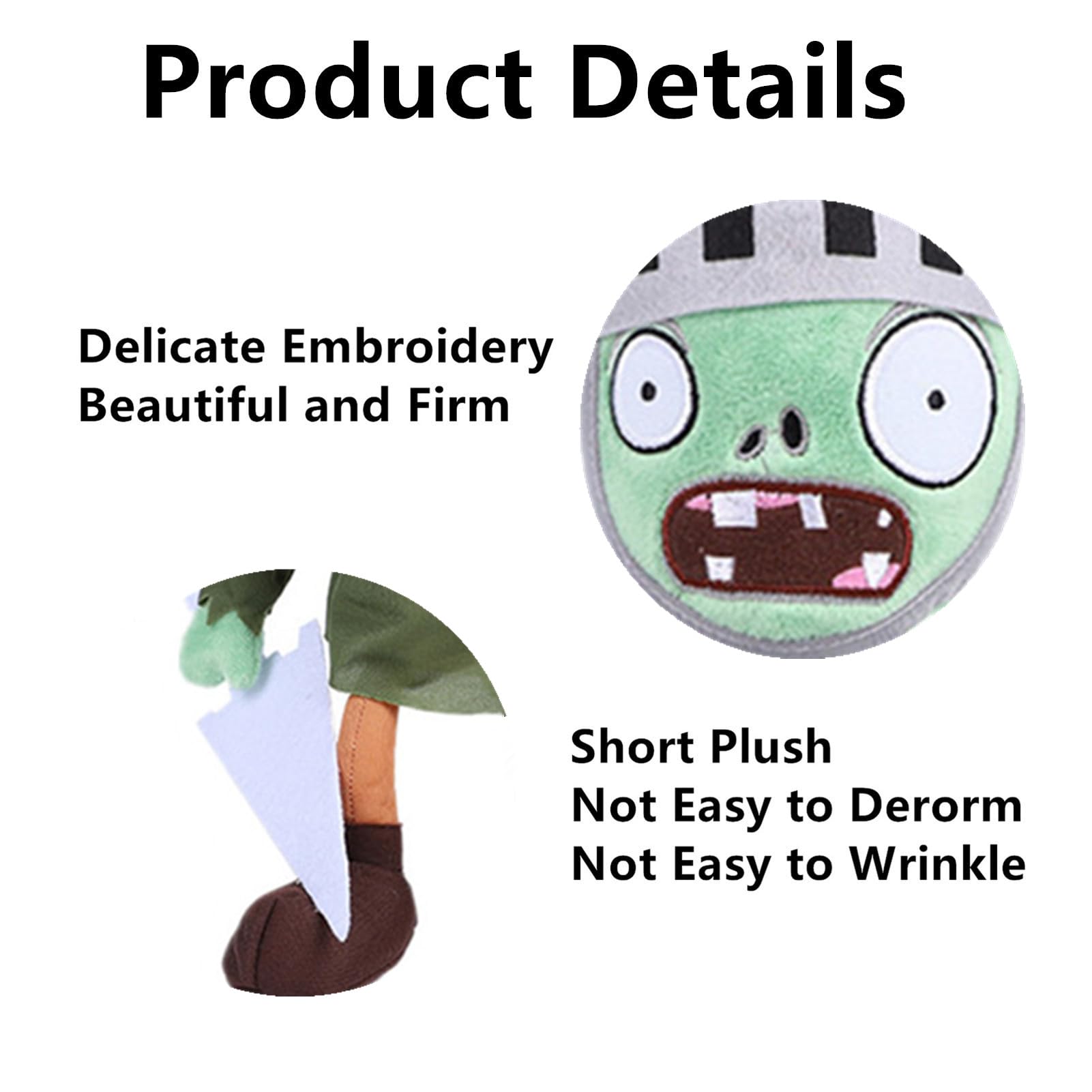 JHESAO 12" PVZ Plants and Knight Zombies Plush Toys Normal Zombies PVZ Plushies 1 2 Stuffed Soft Doll Knight Zombie New