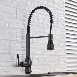 yjric kitchen fau cet black/brushed kitchen faucet deck mounted hot cold water mixer faucet for spring kitchen pull down mixer crane 2 function spout,black bronze