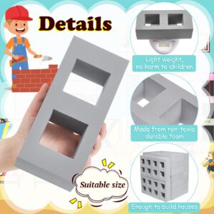 Zhanmai 50 Pack Foam Brick Building Blocks for Kids Thick Foam Cinder Blocks Large Fake Bricks Foam Toy Construction Blocks for Stacking and Construction 8 x 4 x 2.4 (Square)