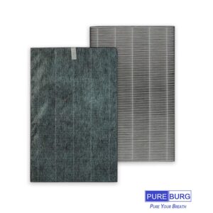 PUREBURG Replacement HEPA Filter Set Compatible with Sharp KC-850U / KC-C100U PlasmaCluster Part # FZ-C100HFU / FZ-C100DFU / FZ-C100MFU