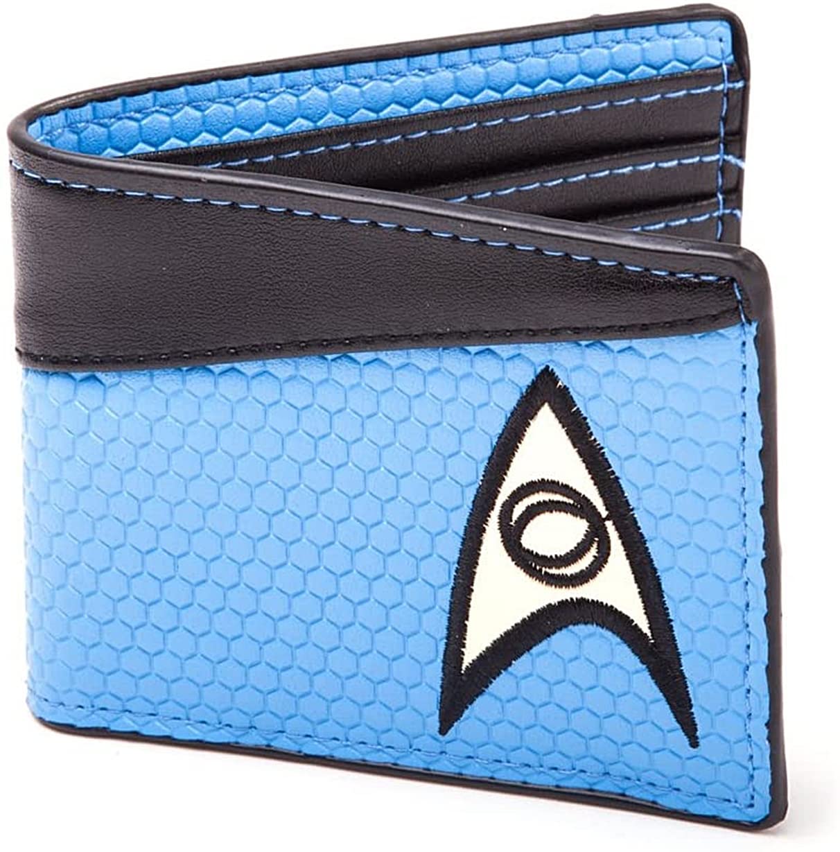 yzohu JEWUNO Star SciFi Trek Blue Science Logo Leather Bi Fold Wallet