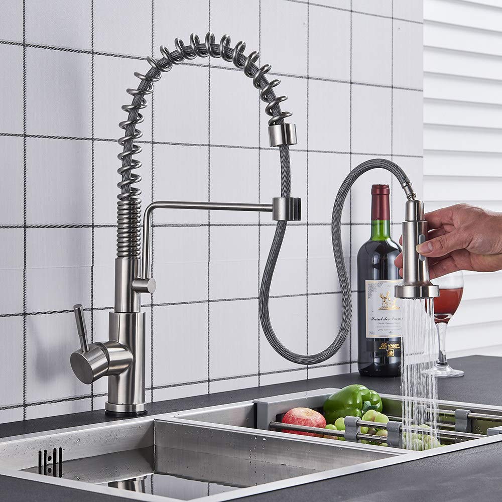 YJRIC Kitchen fau cet Brushed Pull Out Sensor Kitchen Faucet Sensitive Smart Touch Control Faucet Mixer for Kitchen Touch Sensor Kitchen Mixer Tap,Brushed Nickle