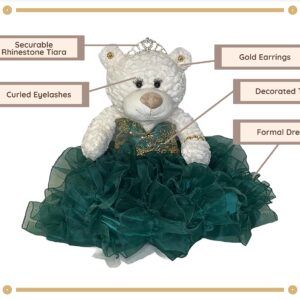 KINNEX COLLECTIONS SINCE 1997 20" Quince Anos Quinceanera Last Doll Teddy Bear with Dress (Centerpiece) ~ ARC16831-33R (Emerald Green)