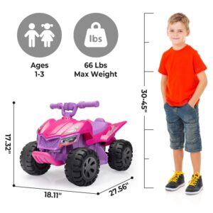 TOBBI Ride On ATV with Sprayer Magic for Kids, 6V 4 Power Wheels Ride On Toy Battery Electric Vehicles with Spray Mist LED Lights, Radio & Music for Toddlers Children Aged 1-3 Pink