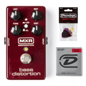 Briskdrop MXR M85 Bass Distortion Pedal Bundle with Dunlop Pick Pack and Super Bright Bass Strings M85-PVP117-DBSBN 0