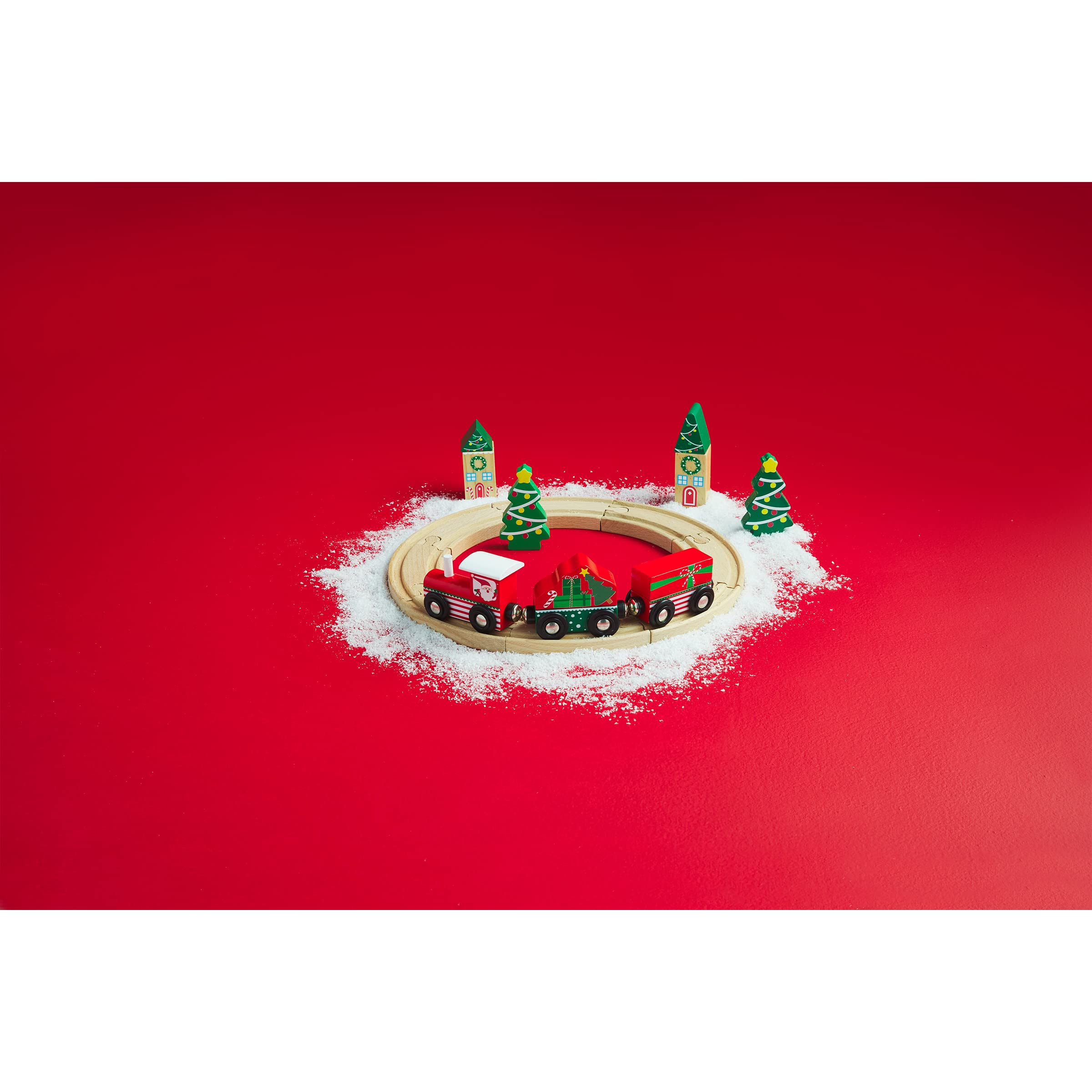 Mud Pie Children's Christmas Wooden Train Set