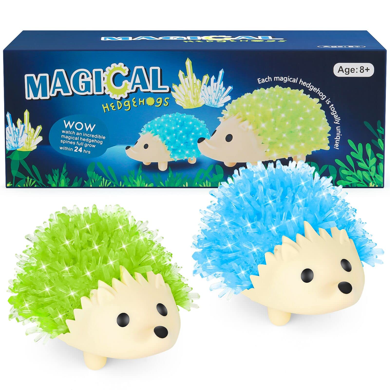 sdaymol Crystal Growing Kit for Kids - 2 Colors Hedgehog to Grow Fast in (24H),Science Experiments Learning & Educational Toys,Science Kits for Kids Age 8-12 STEM Project Gifts for Boys & Girls 6+