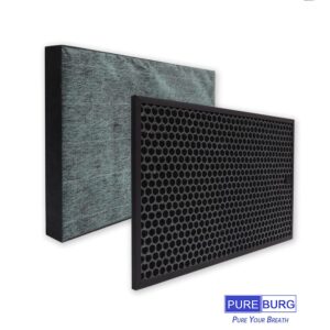 PUREBURG Replacement HEPA Filter Set Compatible with Sharp KC-850U / KC-C100U PlasmaCluster Part # FZ-C100HFU / FZ-C100DFU / FZ-C100MFU