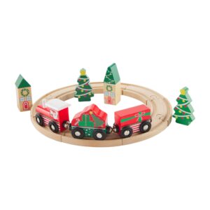 mud pie children's christmas wooden train set