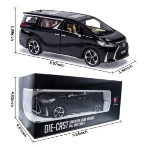 Diecast Metal Model Toy Car-1:24 Scale Model Car with Sound and Light, Model Car with Sound and Light for Kids Age 3+ Year. (Black)