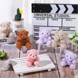 Sotiff 12 Pcs Mini Bear Plush Stuffed 4 Inch Small Fuzzy Bear Bulk Animal Toy Bear Doll Keychains Decor Wedding Party Favors for Baby Shower Birthday Party Supplies(Brown, Apricot)