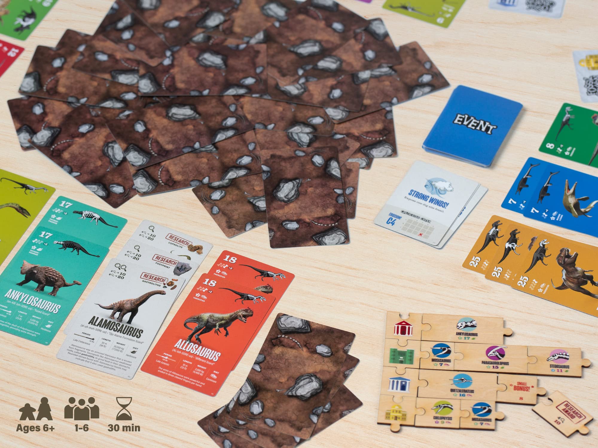 Fossil Canyon Deluxe Edition | Dinosaur Paleontology Family Game | Play Competitively, Cooperatively, or Solo | 1-6 Players, Ages 6 and Up | Field Museum Science Booklet Included