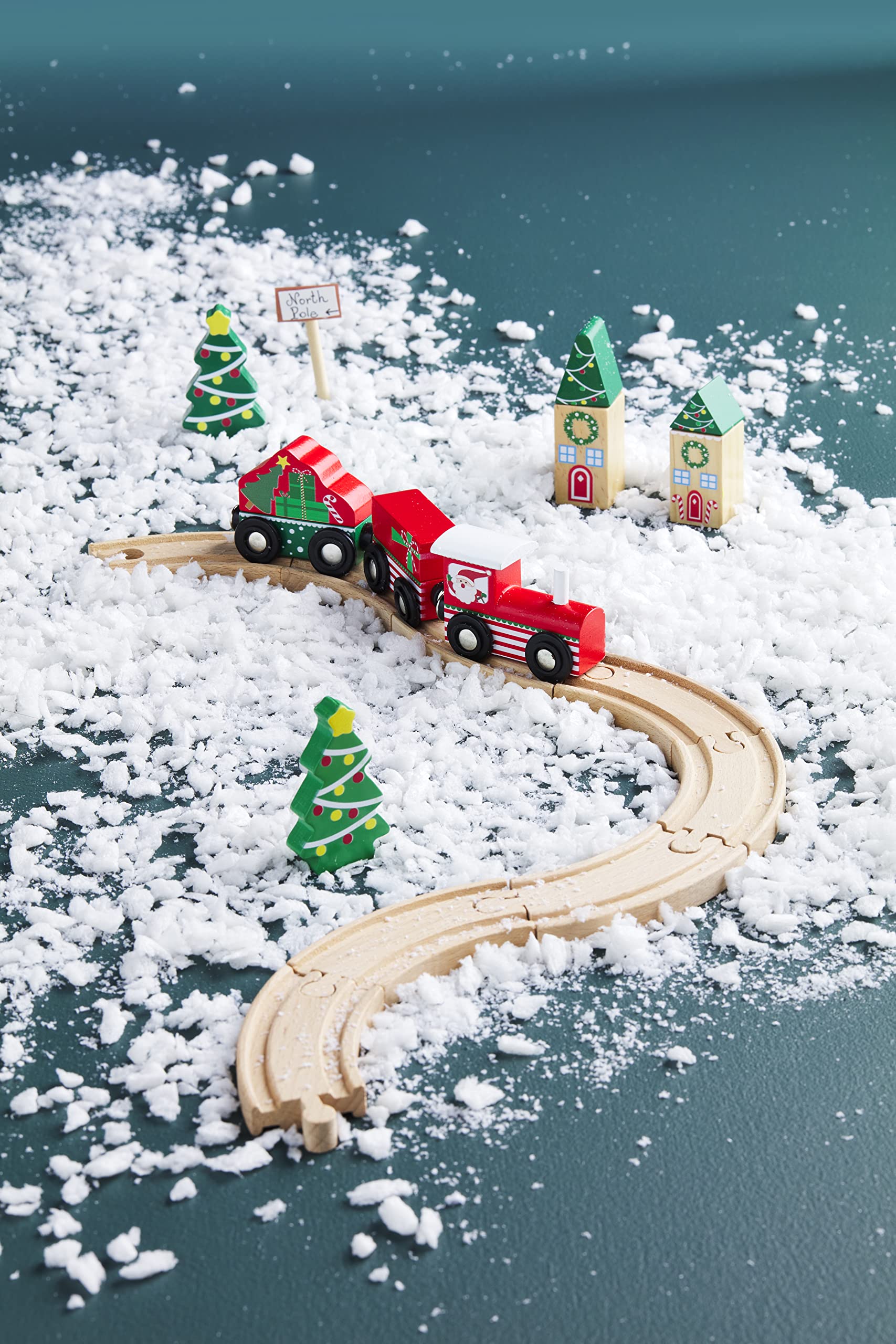 Mud Pie Children's Christmas Wooden Train Set