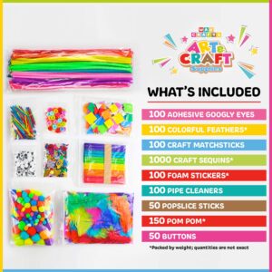 WAU CRAFTS Arts and Crafts Supplies for Kids - 1750 pcs Crafting for School Kindergarten Homeschool - Supplies Set for Kids Craft Art - Supply Kit for Toddlers and Kids Age 2 3 4 5 6 7 8 9