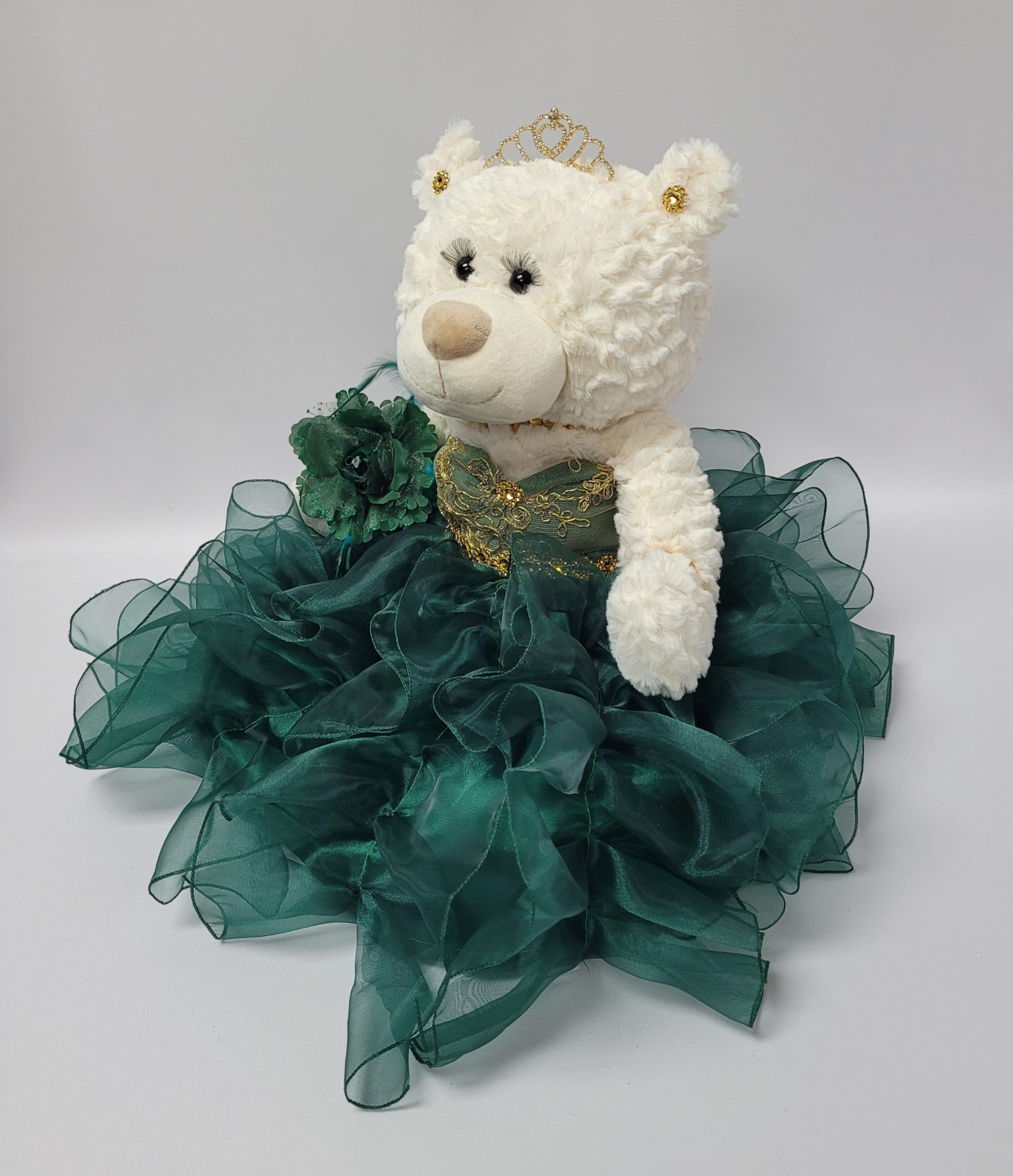 KINNEX COLLECTIONS SINCE 1997 20" Quince Anos Quinceanera Last Doll Teddy Bear with Dress (Centerpiece) ~ ARC16831-33R (Emerald Green)