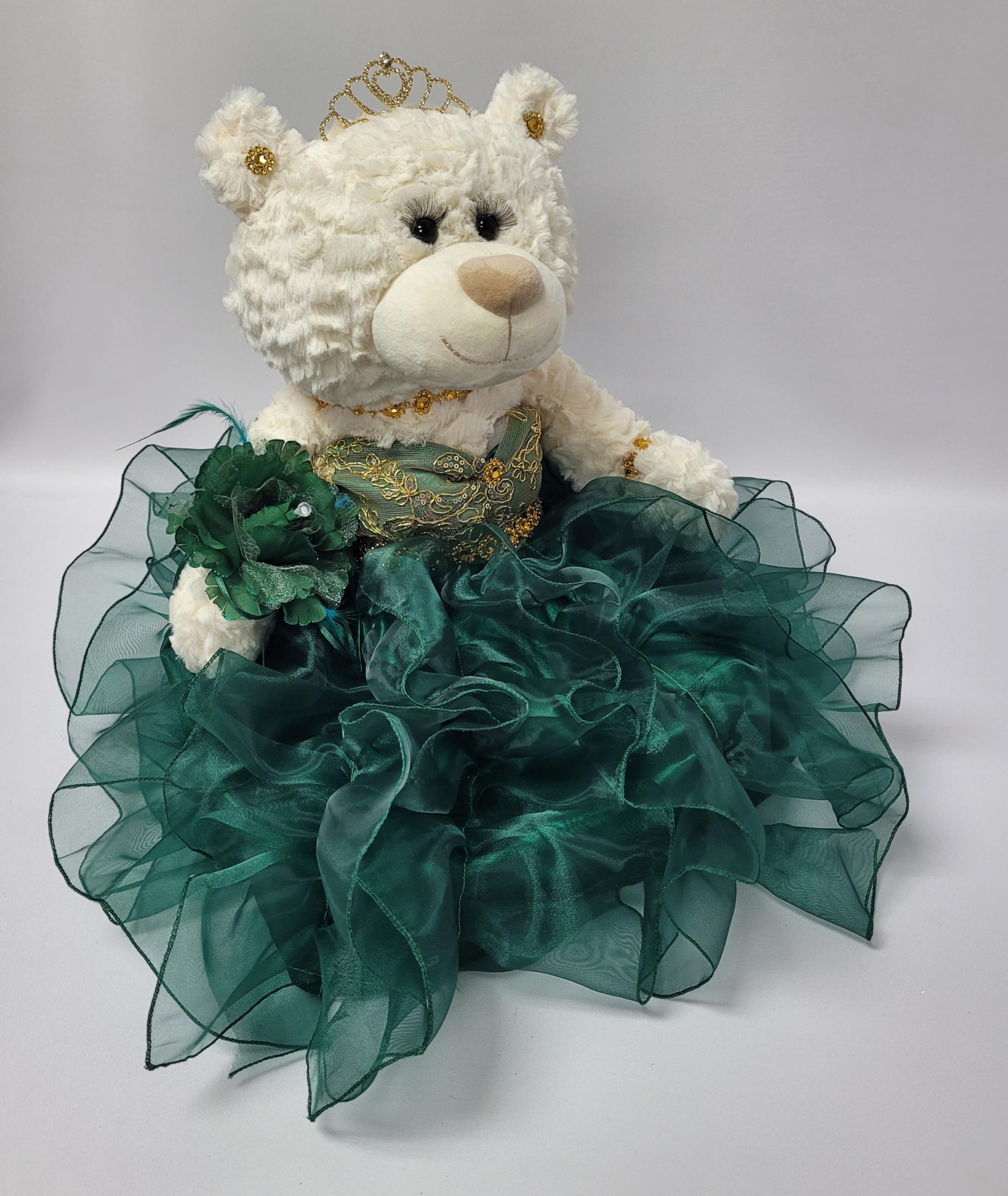 KINNEX COLLECTIONS SINCE 1997 20" Quince Anos Quinceanera Last Doll Teddy Bear with Dress (Centerpiece) ~ ARC16831-33R (Emerald Green)