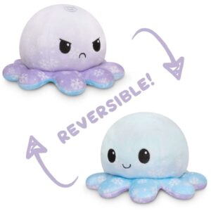 TeeTurtle - The Original Reversible Octopus Plushie - Happy + Angry Snowflakes - Cute Sensory Fidget Stuffed Animals That Show Your Mood - 4 inch, 1 count