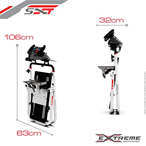 Extreme Sim Racing Wheel Stand Cockpit SXT V2 Racing Simulator - Racing Wheel Stand WHITE Edition For Logitech G25, G27, G29, G920, Thrustmaster And Fanatec - WHEEL LOCKS INCLUDE