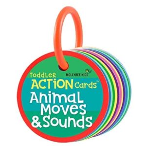 MOLLYBEE KIDS Toddler Action Cards Animal Moves and Sounds, Gifts for Ages 2+