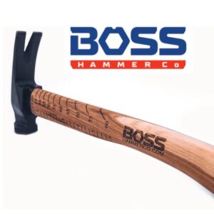 Boss Hammer Premium 4340 Steel Rip Claw Hammer with Tough Tennessee Hickory Handle - 18 oz, Cerakote, Rip Claw Design, Smooth Faced - BH18STHI16S