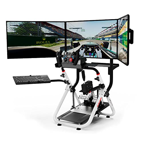 Extreme Sim Racing Wheel Stand Cockpit SXT V2 Racing Simulator - Racing Wheel Stand WHITE Edition For Logitech G25, G27, G29, G920, Thrustmaster And Fanatec - WHEEL LOCKS INCLUDE