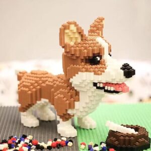 BDYDT Animal Corgi Dog and Food Micro Building Blocks Set（1860PCS） Gift for Adults and Kids